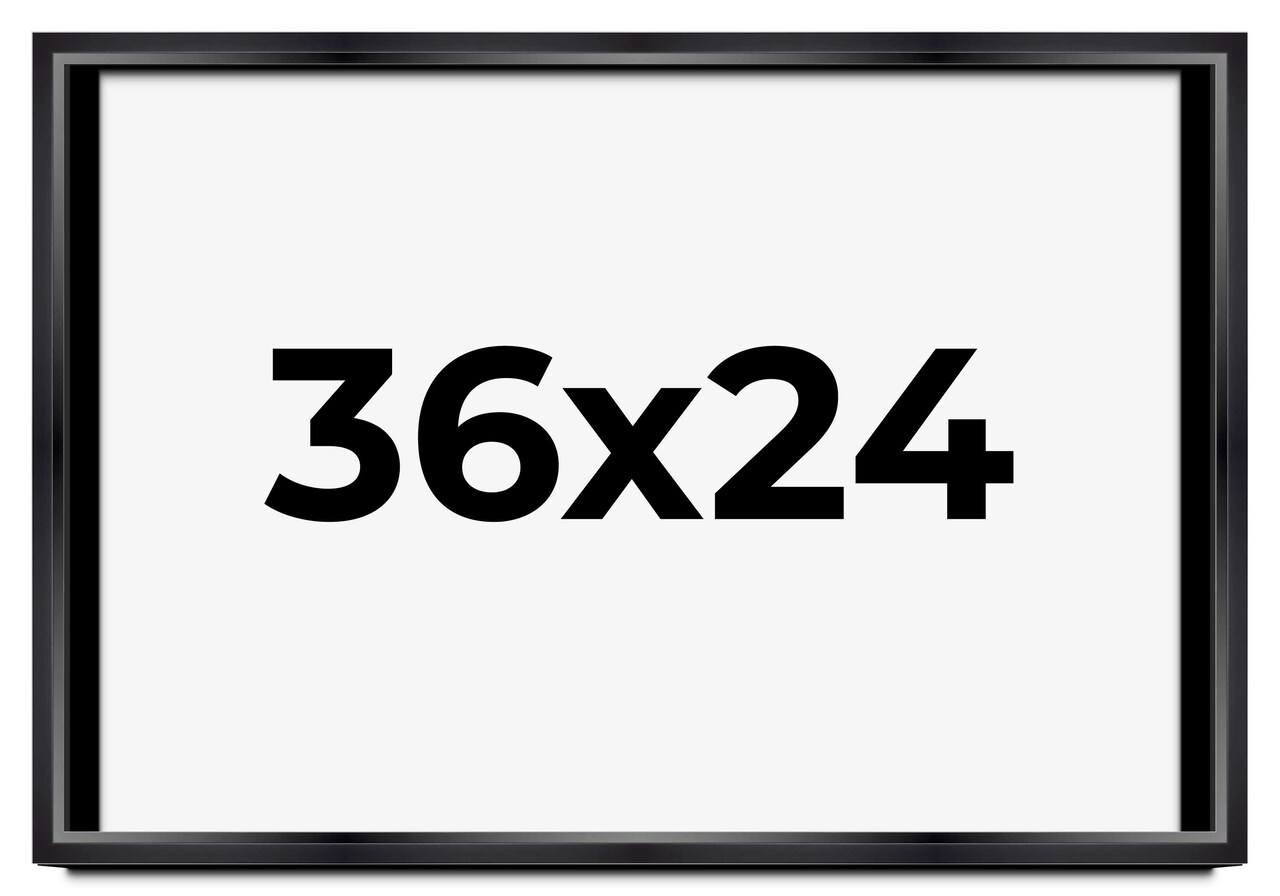 36x24 Modern Shadow Box 1.5" Depth Black Picture Frame - UV Acrylic, Backing, Hanging Hardware